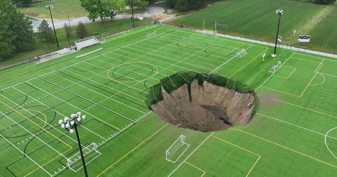 Alarming Video Shows Sinkhole Devouring Sports Field