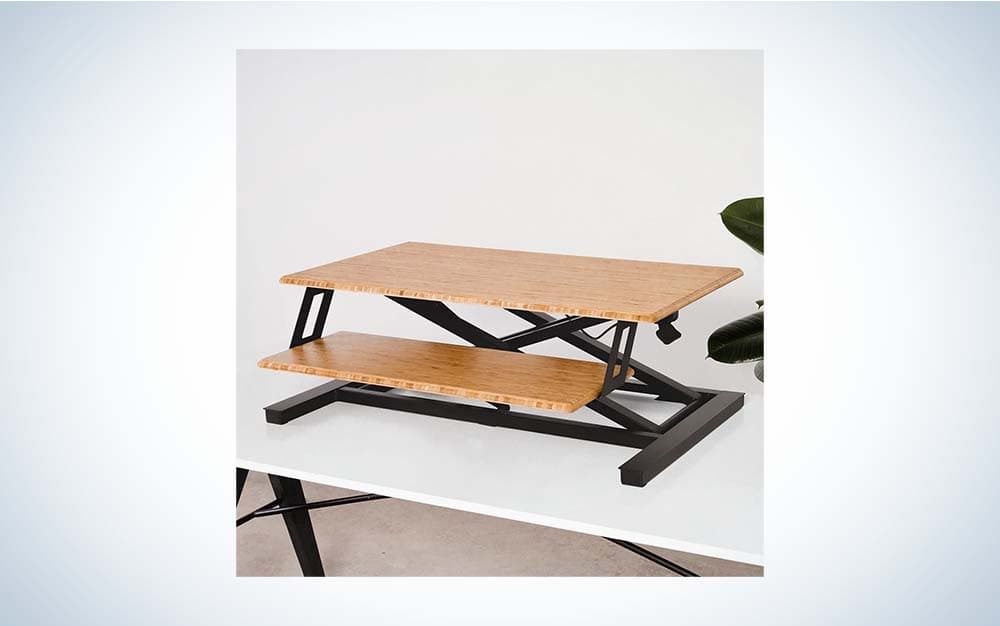 The Fully Cooper Standing Desk Converter is the best no-assembly standing desk converter.