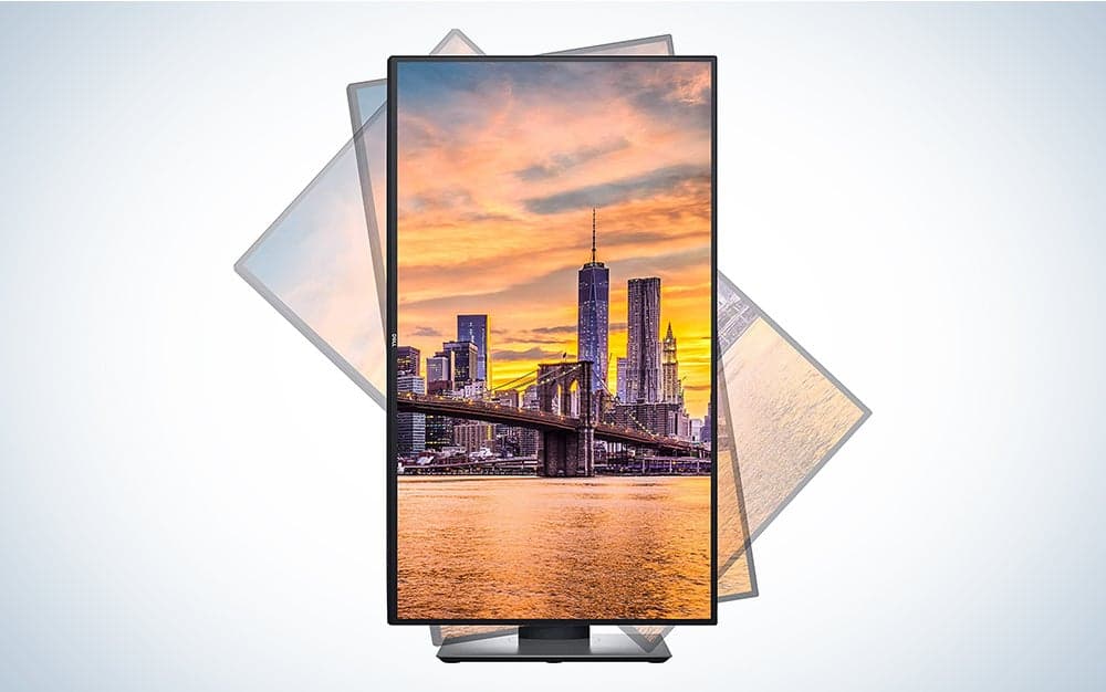 The Dell UltraSharp 4K monitor in vertical display mode.