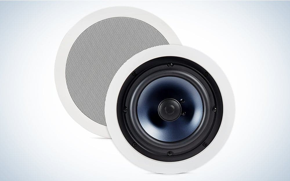 For outdoor sound systems, a pair of Polk Audio RC80i ceiling speakers can stand up to changes in humidity. 