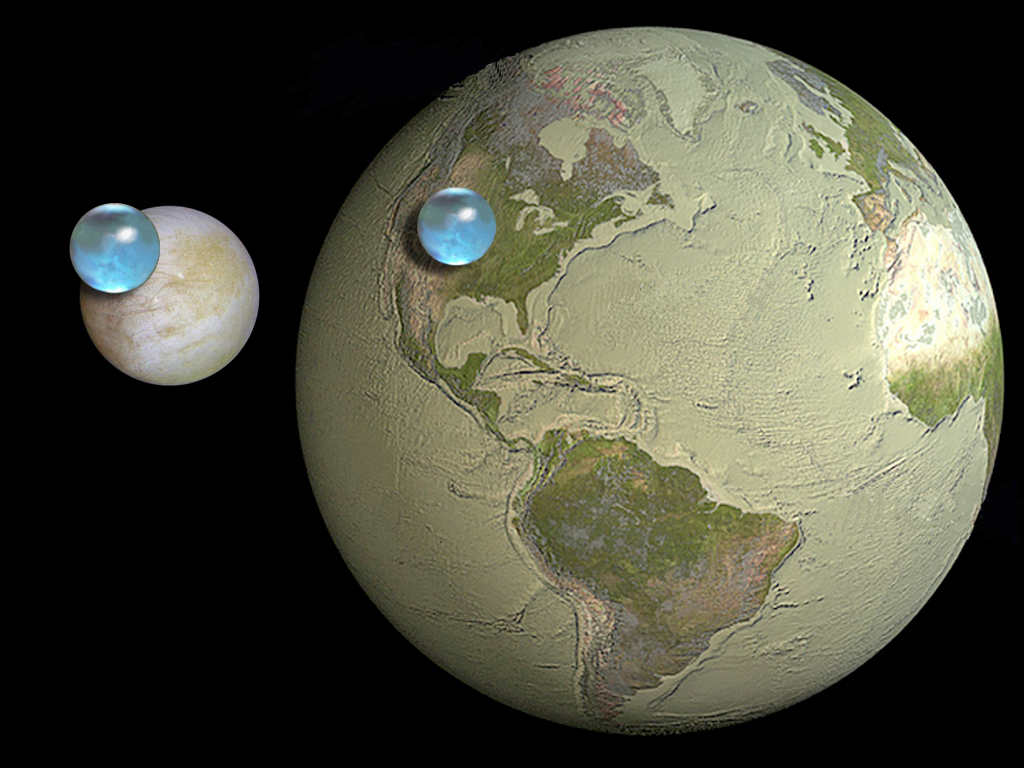 This is a comparison between the water found on Earth and the Galilean moon, Europa. (Source)