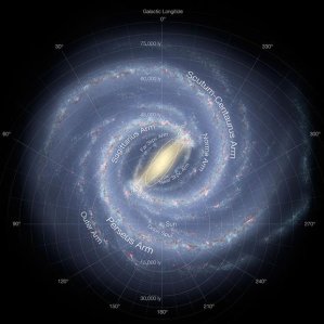 Artist's impression of the Milky Way updated to include recent mapping of the central bulge from survey data from ESO’s VISTA telescope at the Paranal Observatory. Image credit: NASA/JPL-Caltech/ESO/R. Hurt.