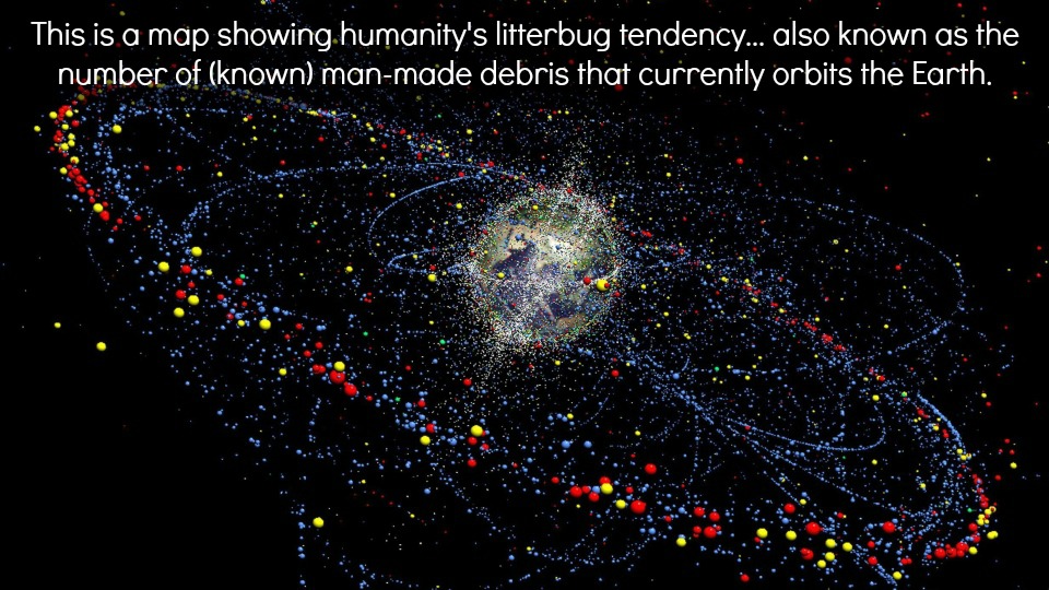 A computer simulation made by the Institute for Air and Spacesystems at the Technical University of Braunschweig, Germany, shows the distribution and movement of space debris at present and in future. Image Credit: AP / TU Braunschweig