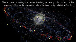 A computer simulation made by the Institute for Air and Spacesystems at the Technical University of Braunschweig, Germany, shows the distribution and movement of space debris at present and in future. Image Credit: AP / TU Braunschweig