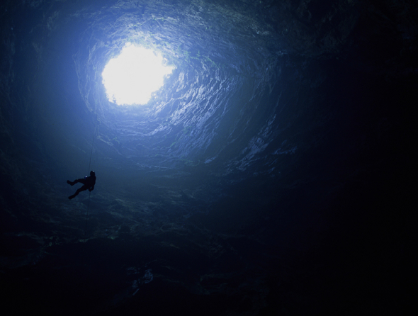 Repelling in the Cave of Swallows via explore Mexico 
