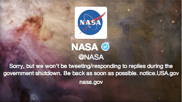 This image appears on NASA's Twitter page, a direct response to the shit down.