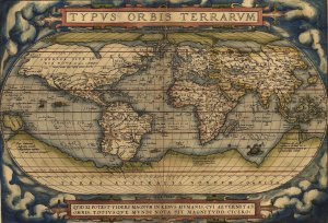 An historical map of the world by Ortelius, 1570