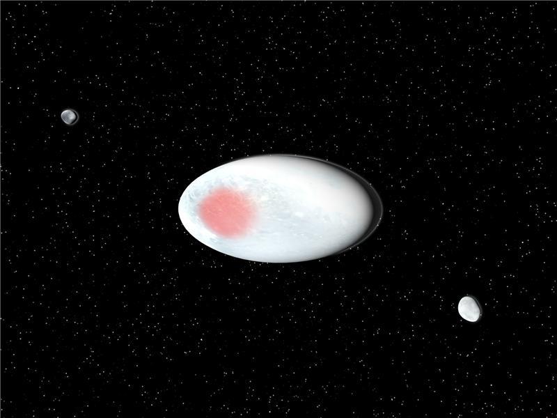 Haumea (a dwarf planet) exhibits a red spot. (Credit: SINC/José Antonio Peñas)