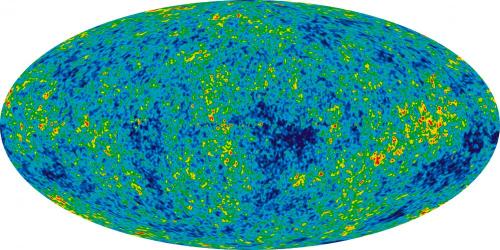 The image reveals 13.77 billion-year-old temperature fluctuations—shown as color differences—that correspond to the seeds that grew to become the galaxies. via NASA