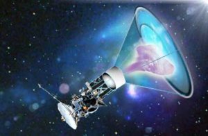 An artist rendering of an anti-matter propulsion sail (Credit: Hbar Technologies LLC / Elizabeth Lagana)