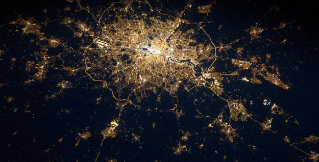 London at night via NASA