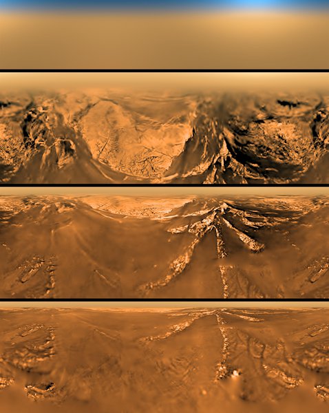 Real images of the journey through Titan's atmosphere, to the surface (Image Credit: ESA/NASA/JPL/University of Arizona)