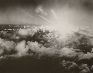 Aerial View of the Flash of Light from the Able Day Explosion over Bikini Lagoon, 07/01/1946 (Source)