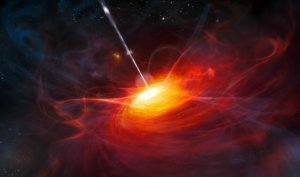 Artist's rendering of ULAS J1120+0641, a very distant quasar powered by a black hole with a mass two billion times that of the Sun. Credit: ESO/M. Kornmesser