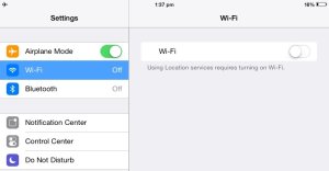 Setting on iPad for Airplane Mode
