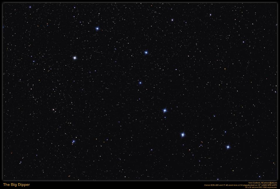 Photo Credit: Noel Corboni – Canon EOS-20-d and 17-40 zoom lens at f/4 piggybocked on 10” LX200 GPS UHTC – 15x30 second ISO 1600 exposures.