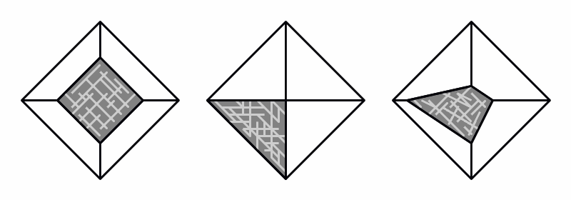 Cutting an octahedrite meteorite at different angles will show different manifestations of the Thompson structures. Credit: Davide Bolsi via Wikimedia Commons. 