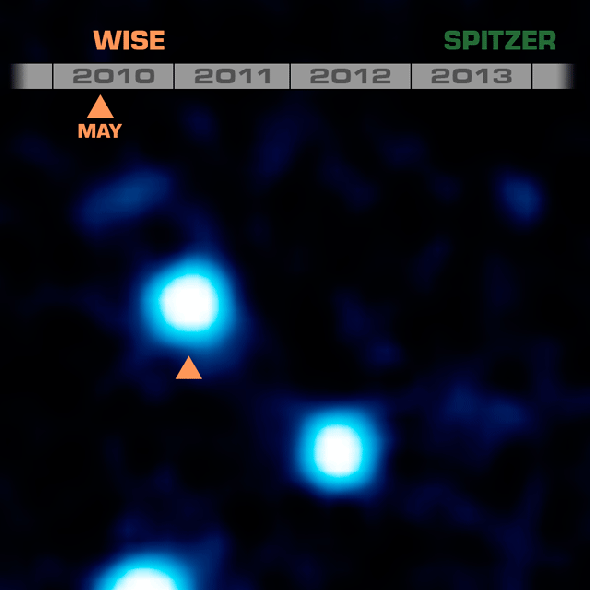 Real observations of the star in question. (Credit: ASA/JPL-Caltech/Penn State])