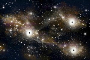 FQtQ's rendering of a triple black hole system (Original by shutterstock)