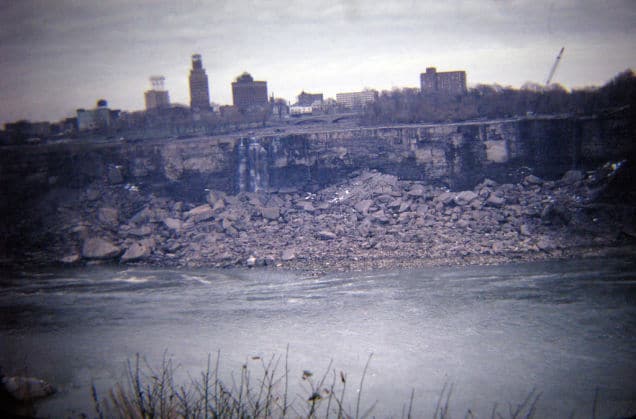 Dry American Falls as seen from Canada. Image via Image via: Russ Glasson