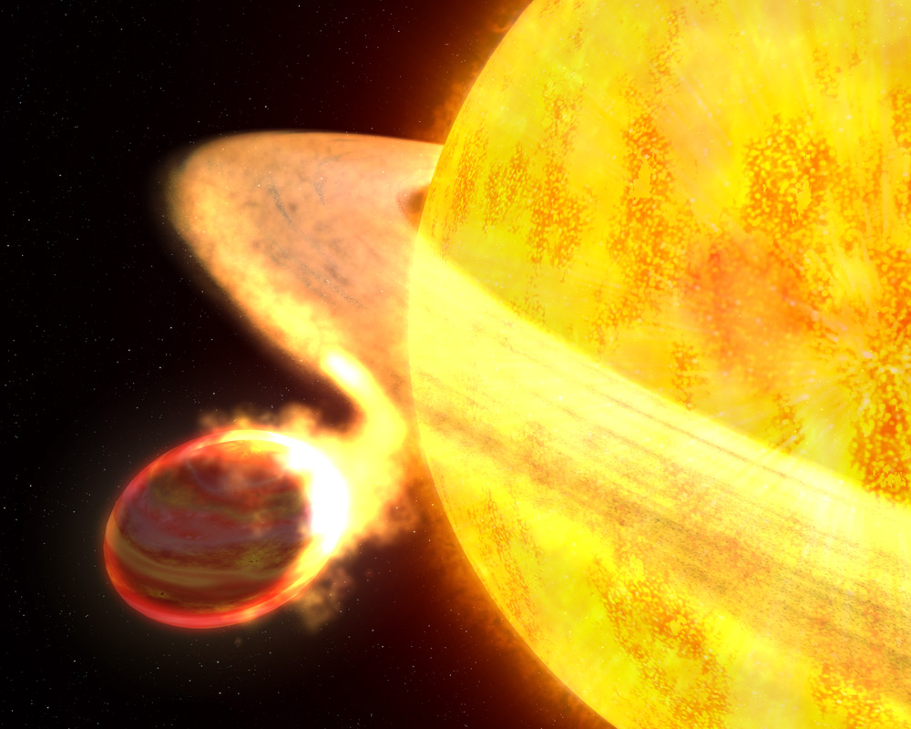 Artist rendering of WASP-12b's demise (Image Credit: NASA, ESA, and G. Bacon (STScI)