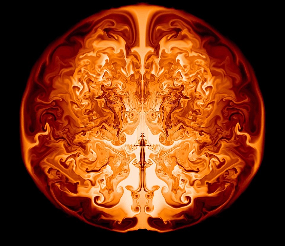 Computer simulation of the supernova of the first star that ever lived and died (Credit: Ken Chen/UCSC)