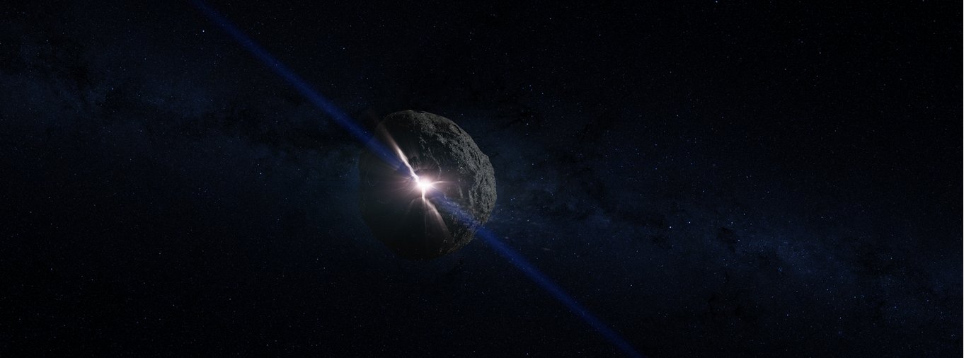 This is an artist's concept of the impact that created the asteroid Bennu. Scientists think Bennu formed when some of the rubble from a collision like this coalesced under its own gravity. (Image Credit: NASA's Goddard Space Flight Center Conceptual Image Lab)