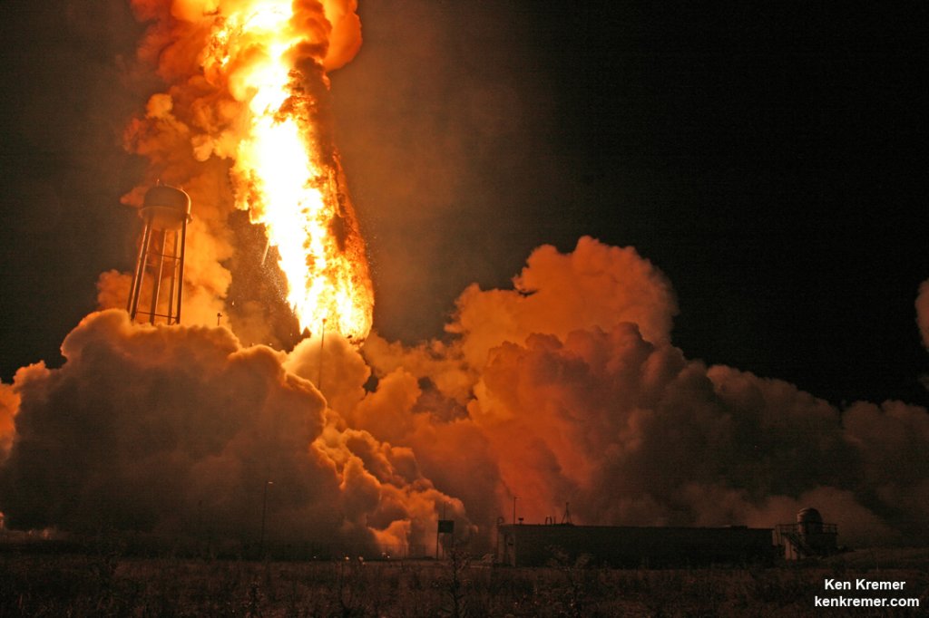 Close-up of the Antares rocket explosion on Oct. 28. Photo Credit: Ken Kremer/Universe Today