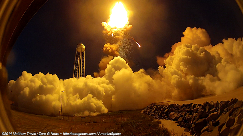 Orbital Science's Antares rocket lifts off from Pad-0A prior to exploding. Photo Credit: Matt Travis/Zero-G News