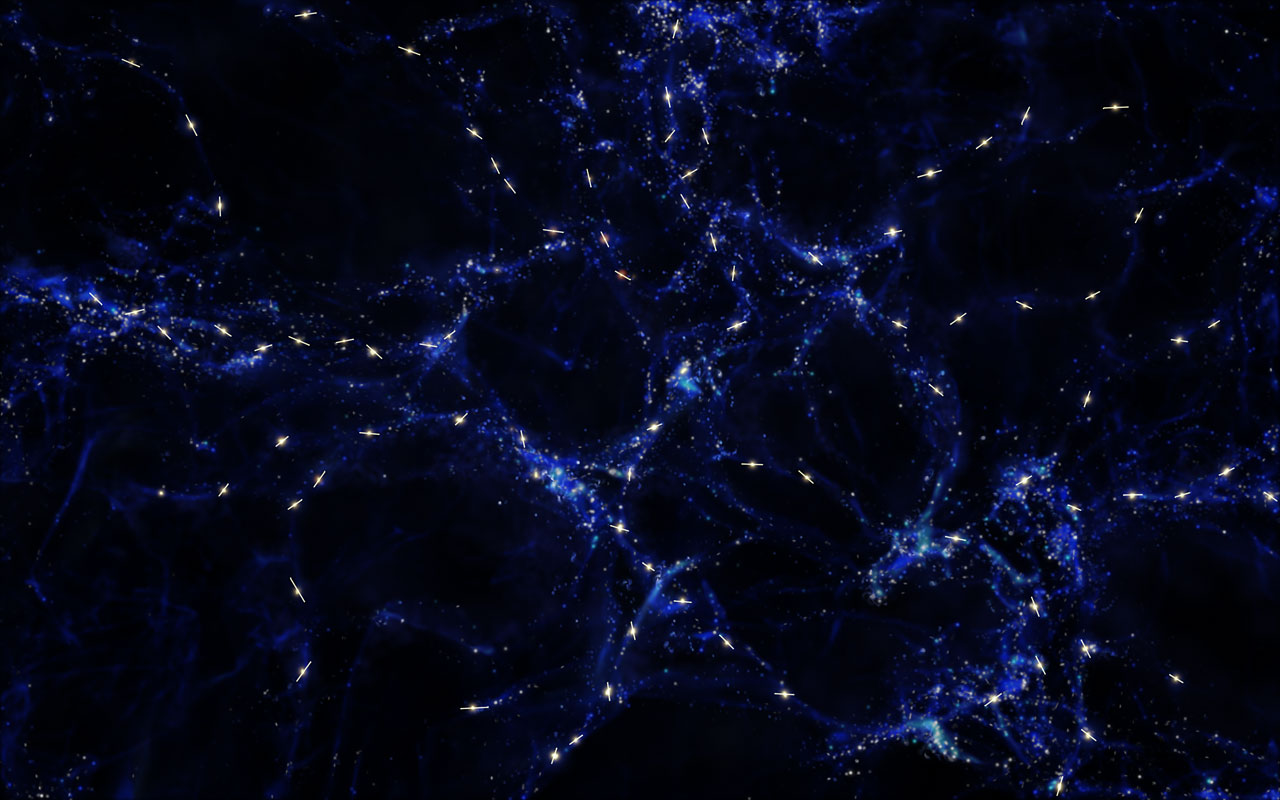 Artist rendering of the quasar alignment (Credit: ESO)