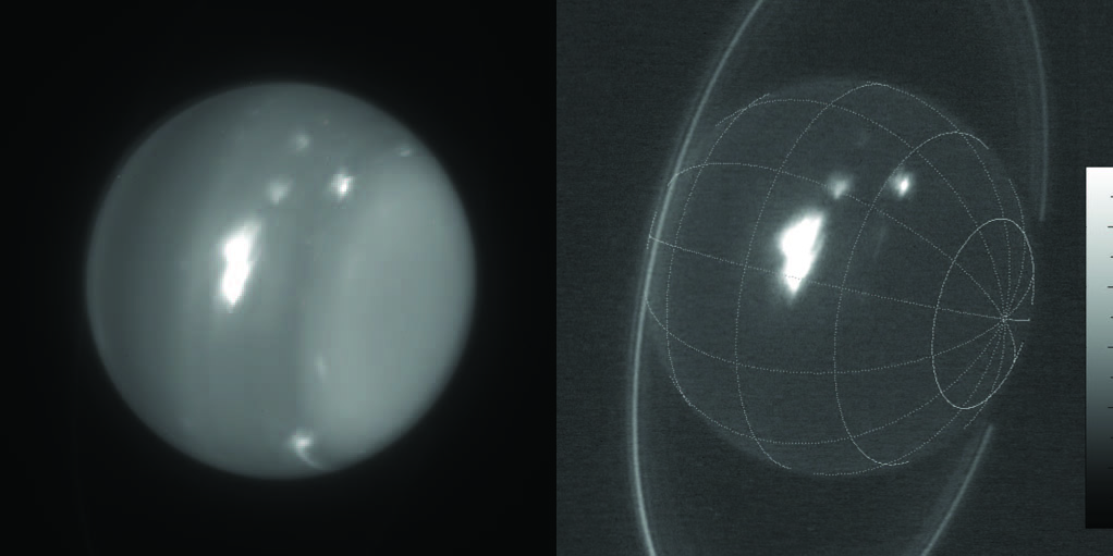 These infrared images of Uranus were obtained on Aug. 6th, 2014 (Image Credit: Imke de Pater (UC Berkeley) & Keck Observatory)