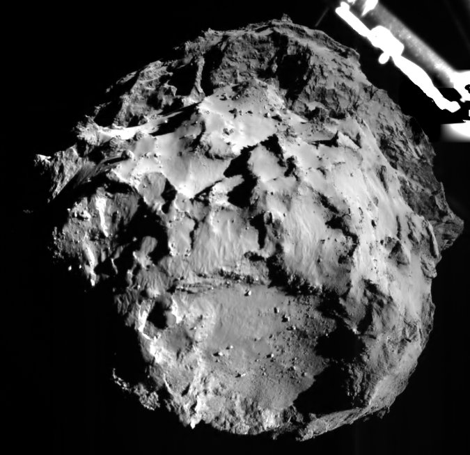 An image taken by the Philae lander as it descended toward the surface of Comet 67P/Churyumov-Gerasimenko. Credit European Space Agency