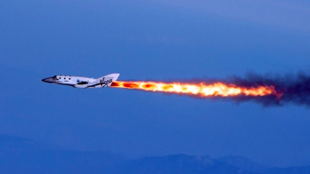 : A photo of SpaceShipTwo on April 19, 2013, the date of its first supersonic test flight. Image credit: Virgin