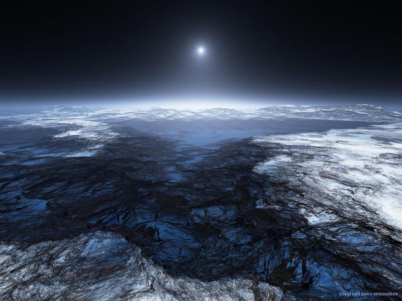 Artist rendering of Europa's atmosphere (Credit: Kees Veenenbos)