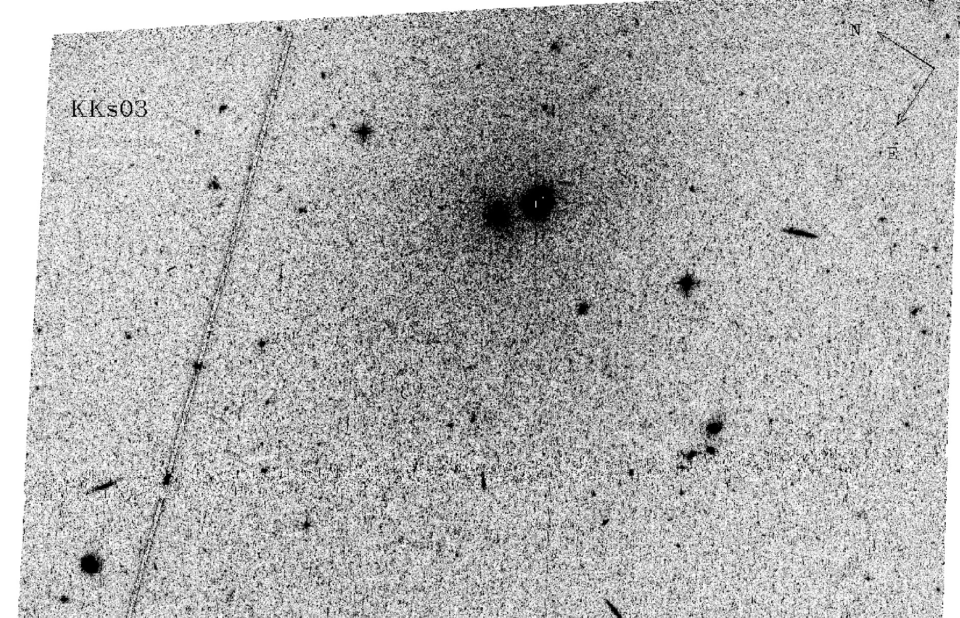A negative image of KKs 3, made using the Advanced Camera for Surveys on the Hubble Space Telescope. (Credit: D. Makarov)