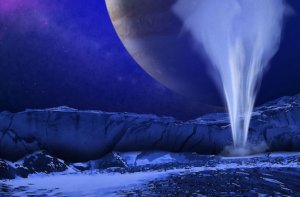 Artist renderings of plumes on Europa (Image Credit: K. Retherford, Southwest Research Institute, NASA/ESA/K)