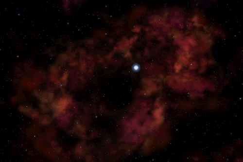 Rendering of the expanding shell that followed the 'Great Eruption.' (Credit; Gemini Observatory,  Lynette Cook)
