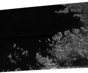 Cassini-generated radar image of Kraken Mare - (Image via NASA/JPL)