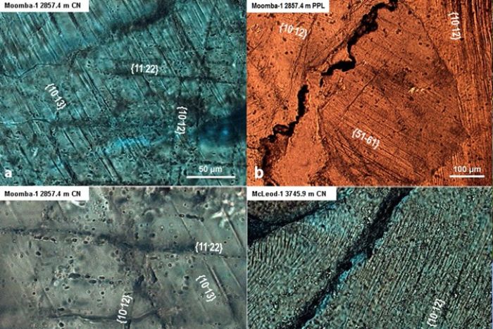 Rock samples showing stress fractures from the impact - (ANA photo, via ABC)