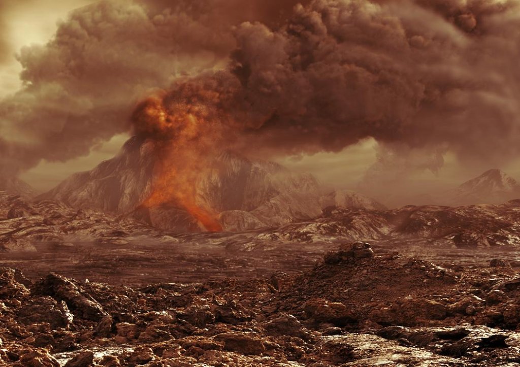 Artist's impression of a volcano erupting on Venus