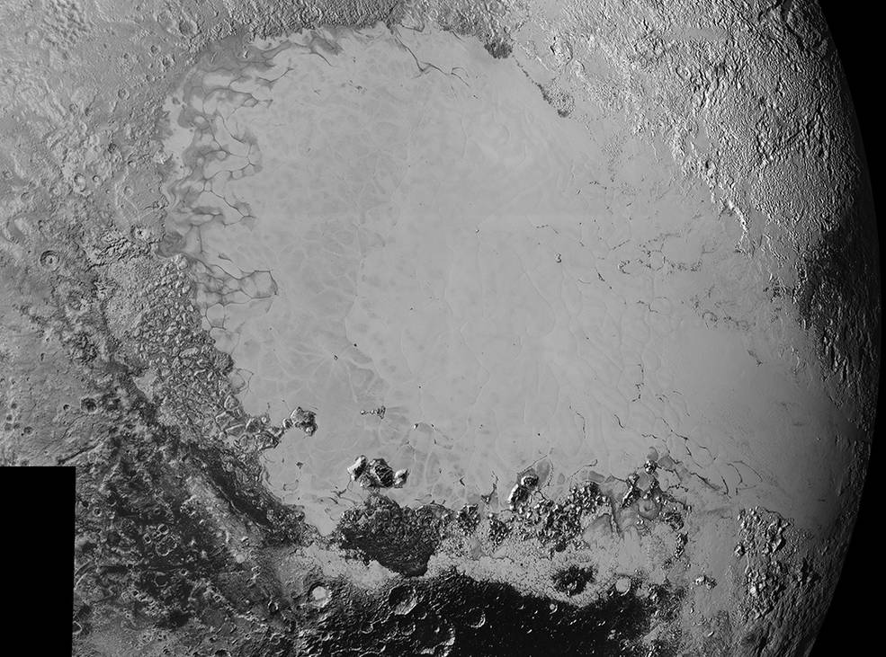 The smallest visible features on Pluto are 0.5 miles (0.8 kilometers) in size. Image credit: NASA