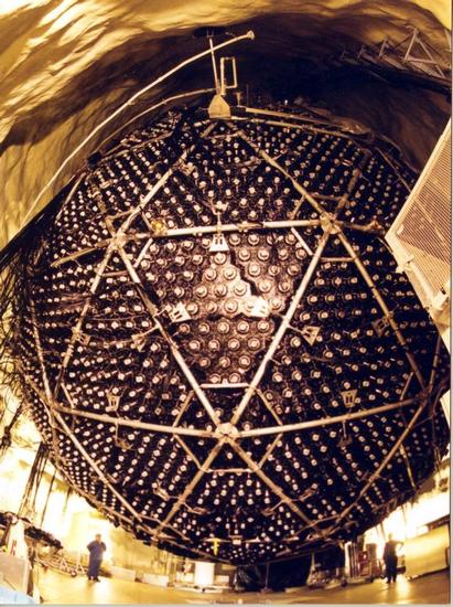 The neutrino detector at Sudbury National Observatory. Image credit SNO.