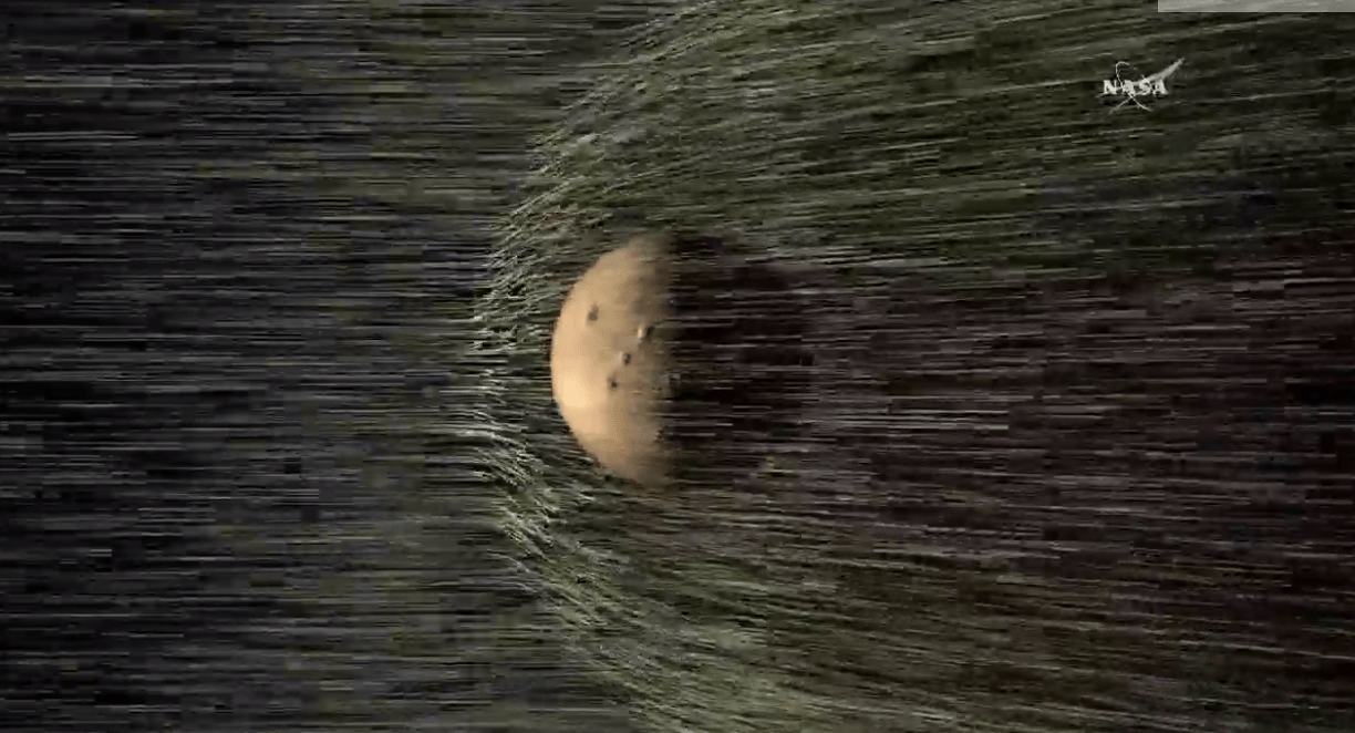 Solar winds hitting Mars
