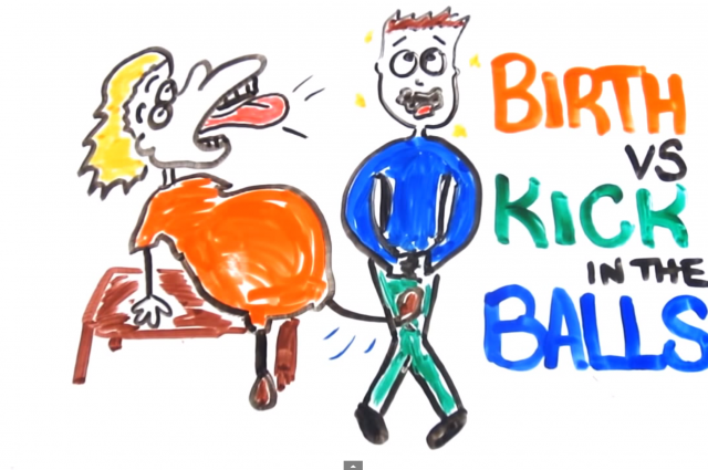 Childbirth vs Getting Kicked in the Balls
