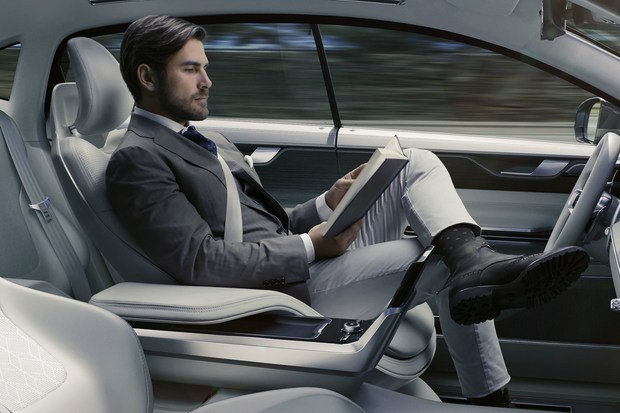 A look inside Volvo's Concept 26, a prototype for its self-driving vehicle. Credit: Volvo
