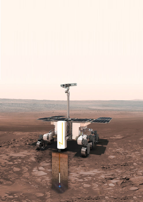 The plasma drill developed for ESA by Norwegian company Zaptec on the front of ESA’s Mars Rover. Credit: ESA