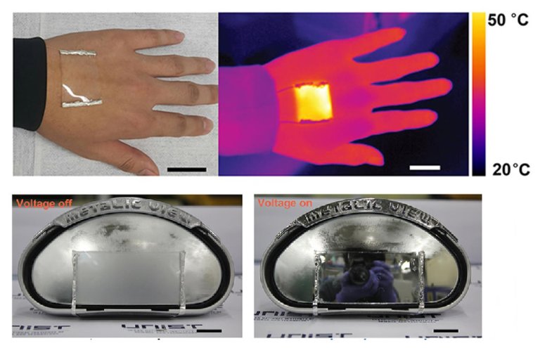New Stretchable and Transparent Heater Made from Metallic Glass