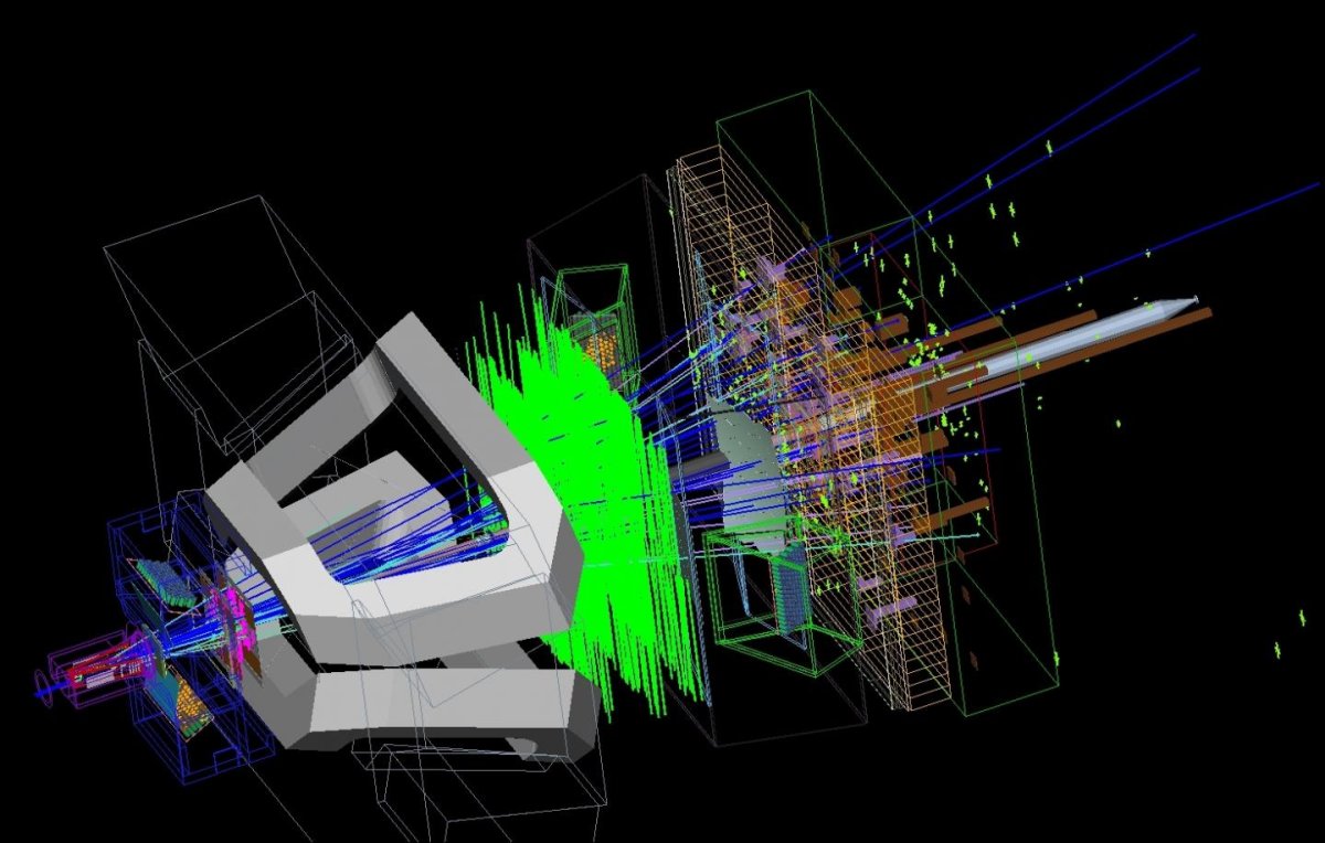 Highly complicated, graphical analysis of the decay of a "beauty" meson into a kaon and two muons. Credit: CERN