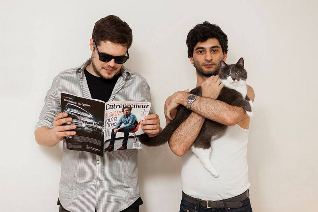 In image: Guaana CEO Marko Russiver, Guaana CTO Edgar Aronov, Matilde the Cat