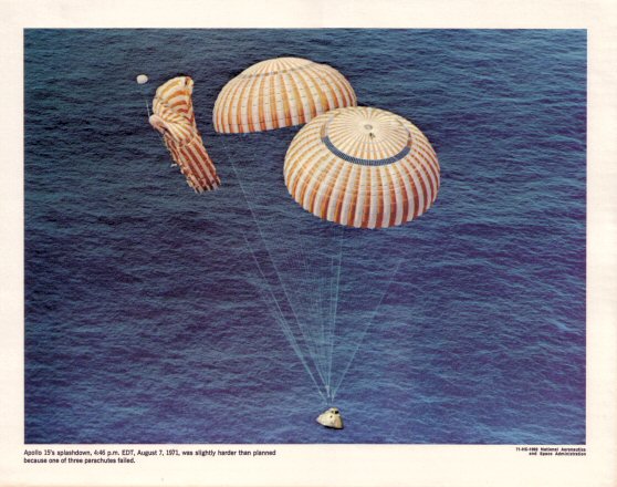 Apollo 15 parachute failure.